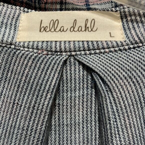 Bella Dahl Long Sleeve Button Roll Tab sleeves High-Low Frayed Hem Made in 🇺🇸 - Picture 5 of 11